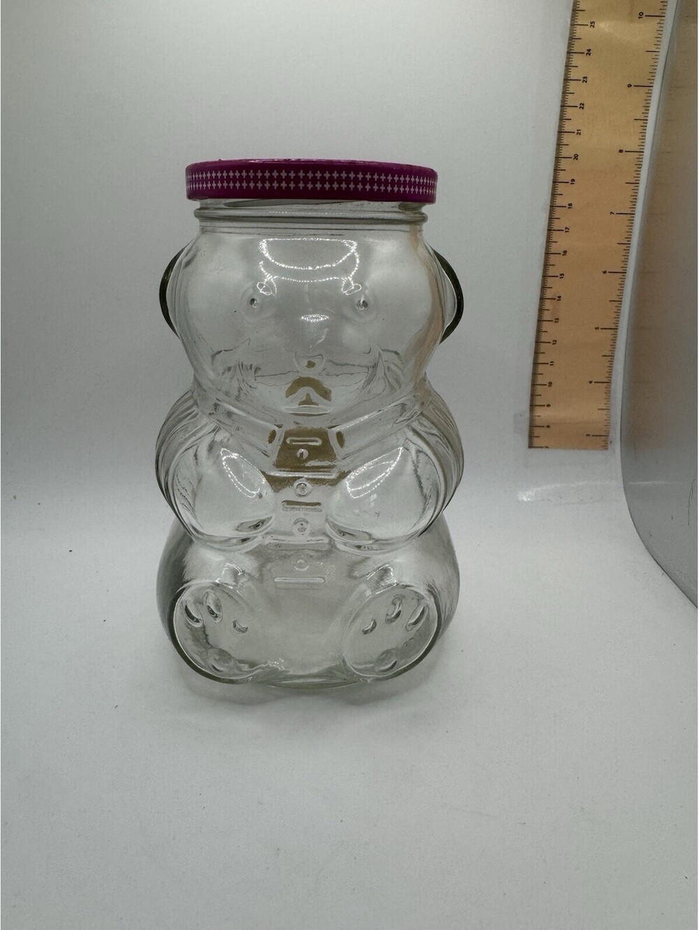 Vintage Kraft Grape Jelly Bear Jar With Original Metal Lid  No Cracks / Chips